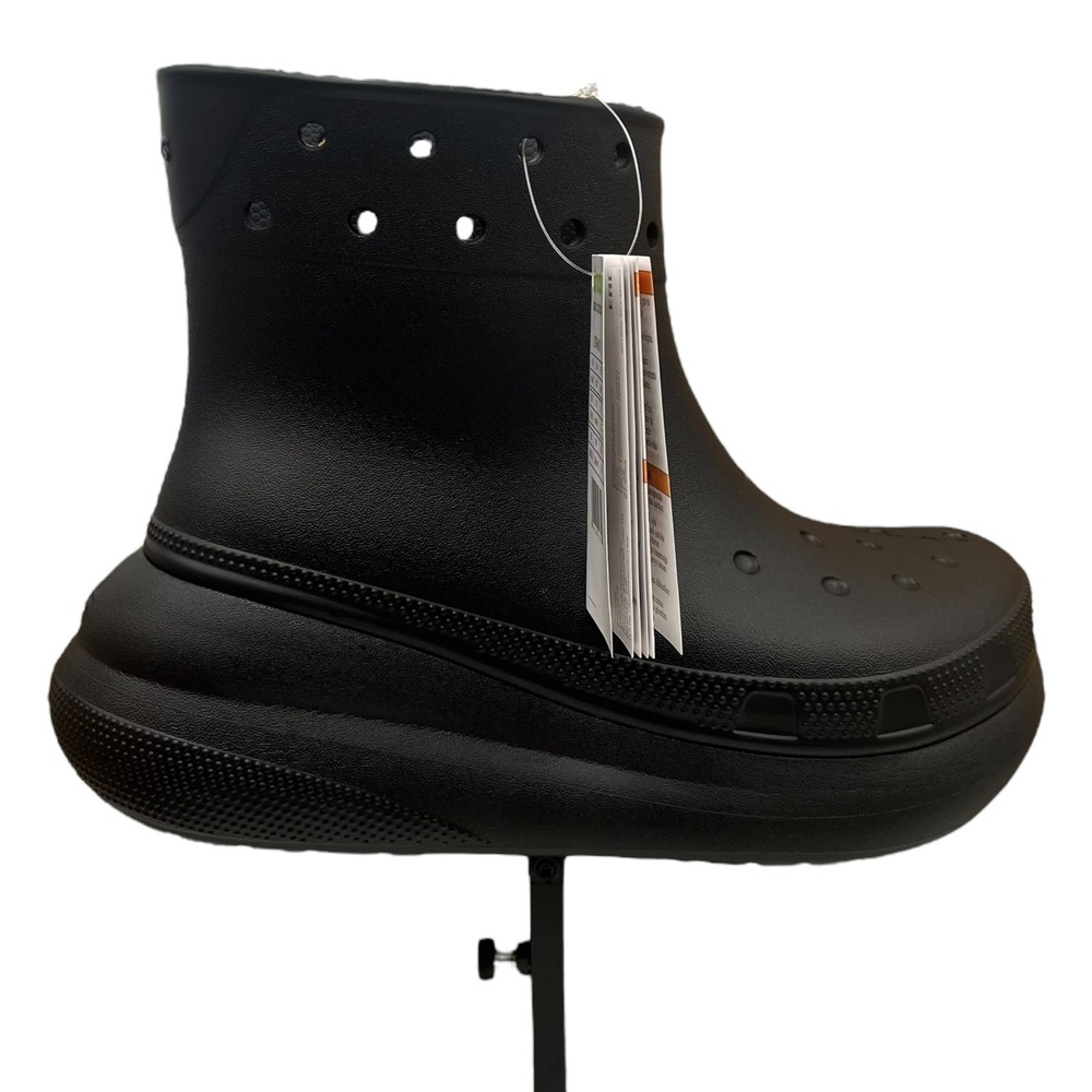 Crocs Womens Crush Platform Rain Boots Size 8 Solid Black Waterproof Relaxed Fit
